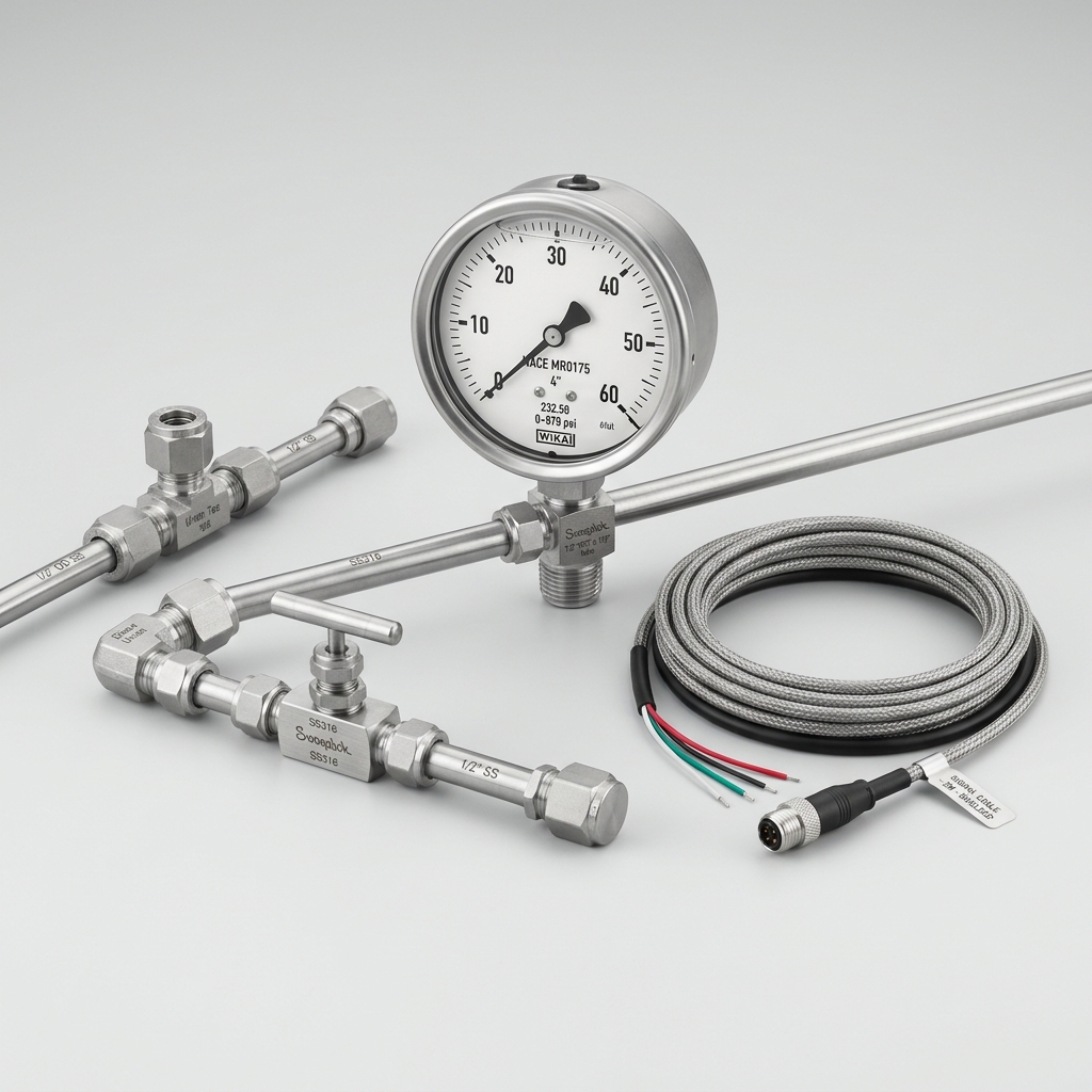 Industrial instrumentation gauges, valves and fittings